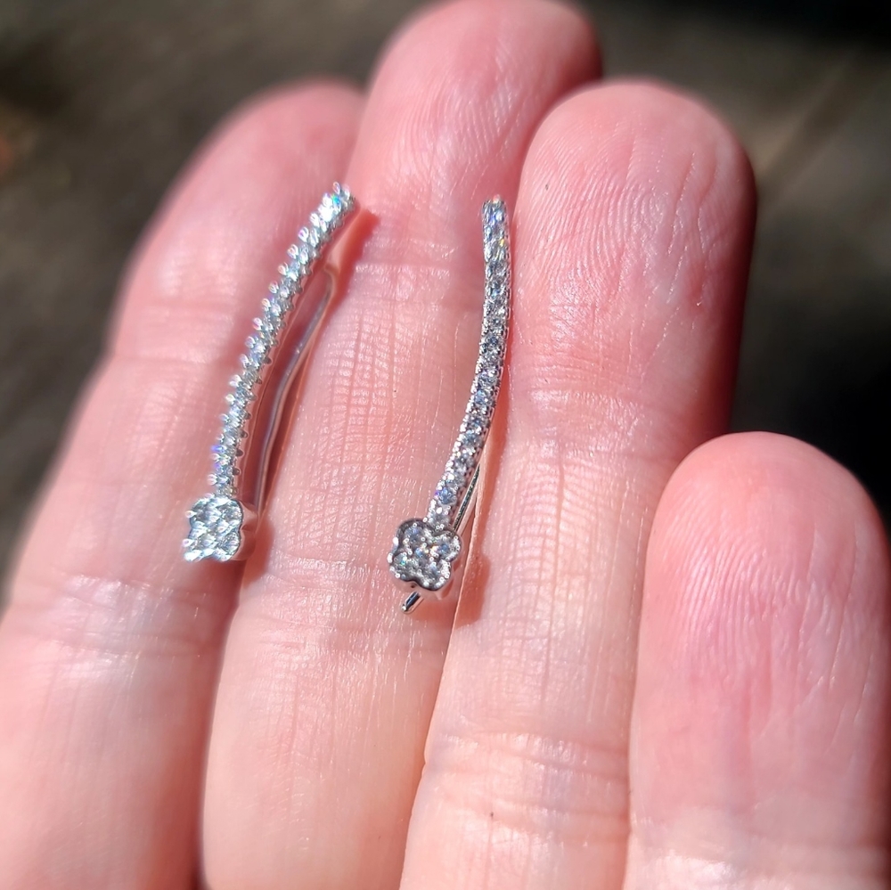 White Topaz & sterling silver earrings ladders - Picture 9 of 10